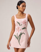 Lily Floral Print Sleeveless A-Line Mini Dress - Blush Pink