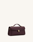 Delphine Saffiano Top Handle Bag - Deep Burgundy