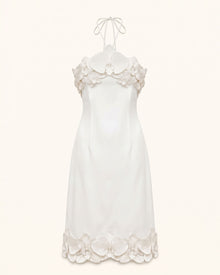 Orchid Embroidered Halter Midi Dress - White