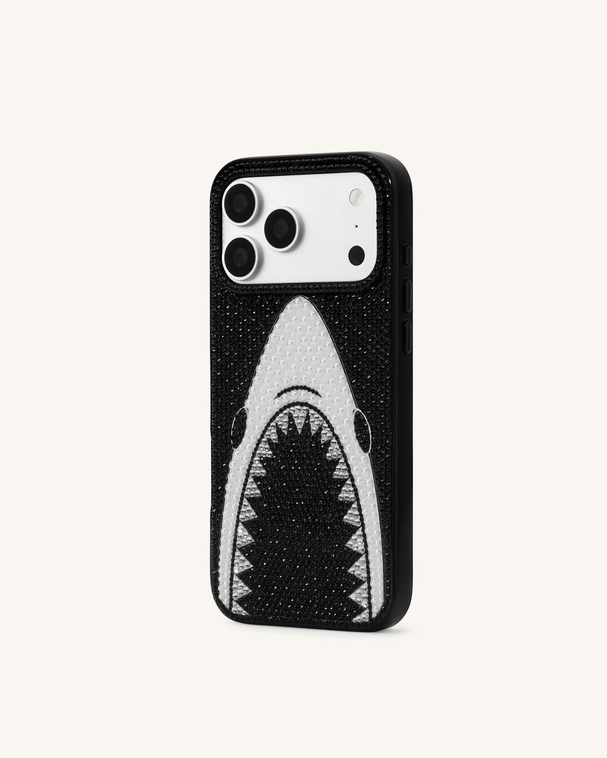 Shark Mouth Pearl Phone Case - Black
