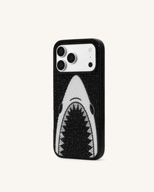 Shark Mouth Pearl Phone Case - Black