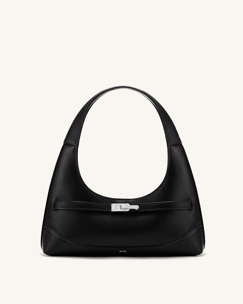 Noelle Belted Shoulder Bag - Black