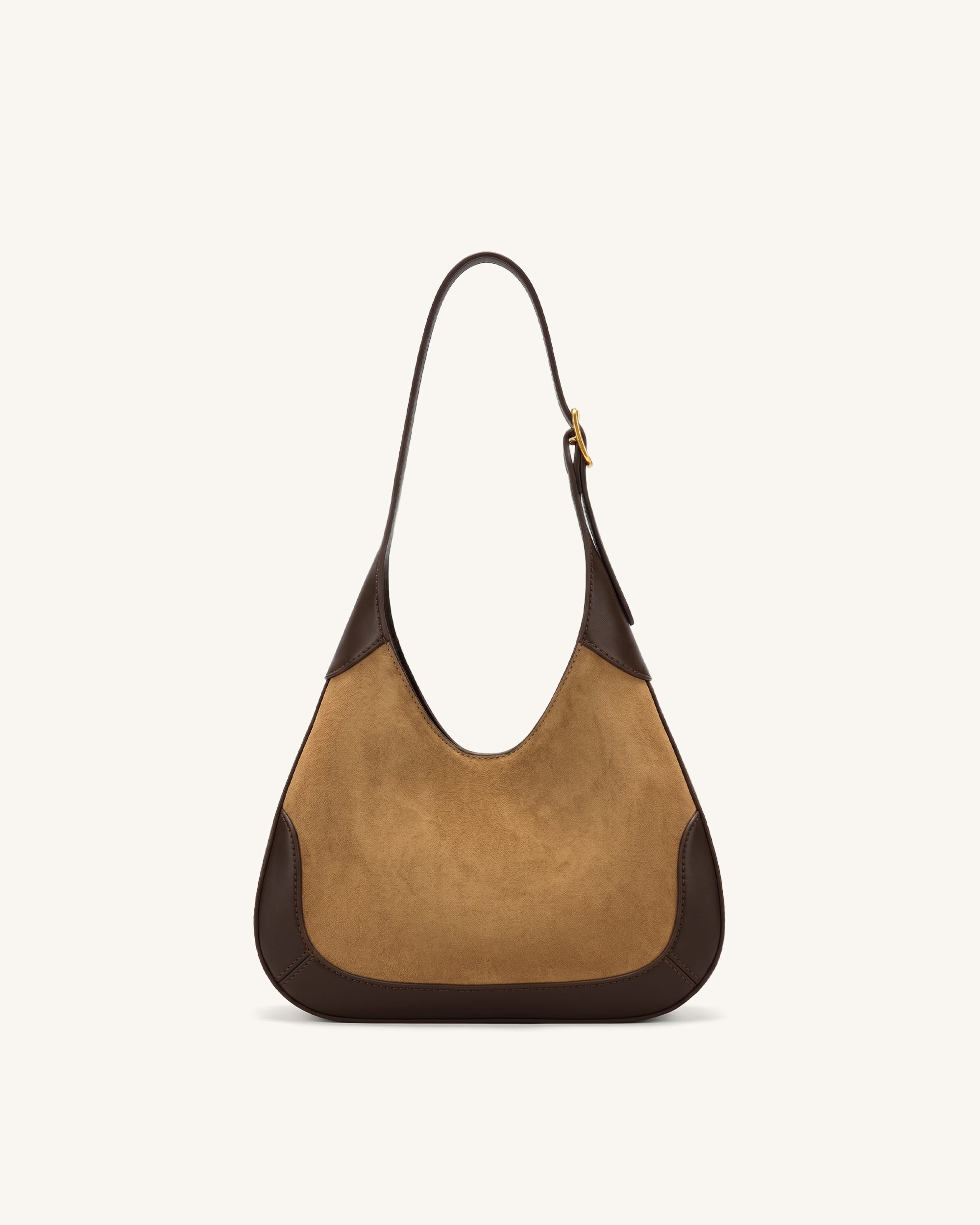 Willow Faux Suede Trim Hobo Bag - Brown