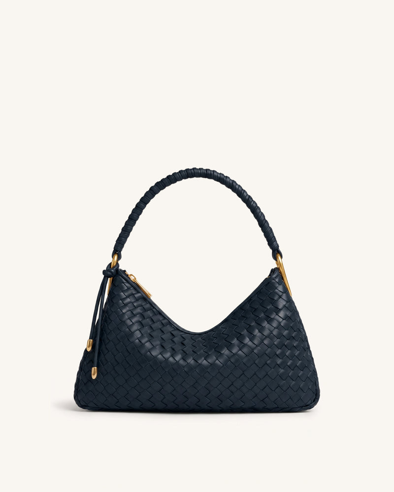 Lorena Woven Shoulder Bag - Navy Blue
