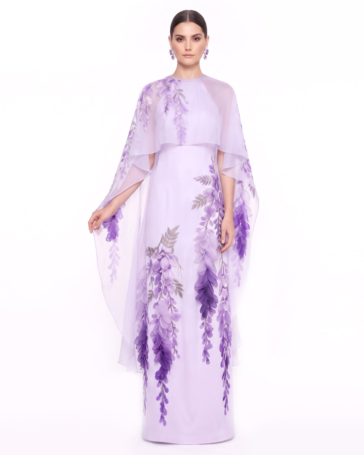 Wisteria Chiffon Cape Maxi Dress - Lavender