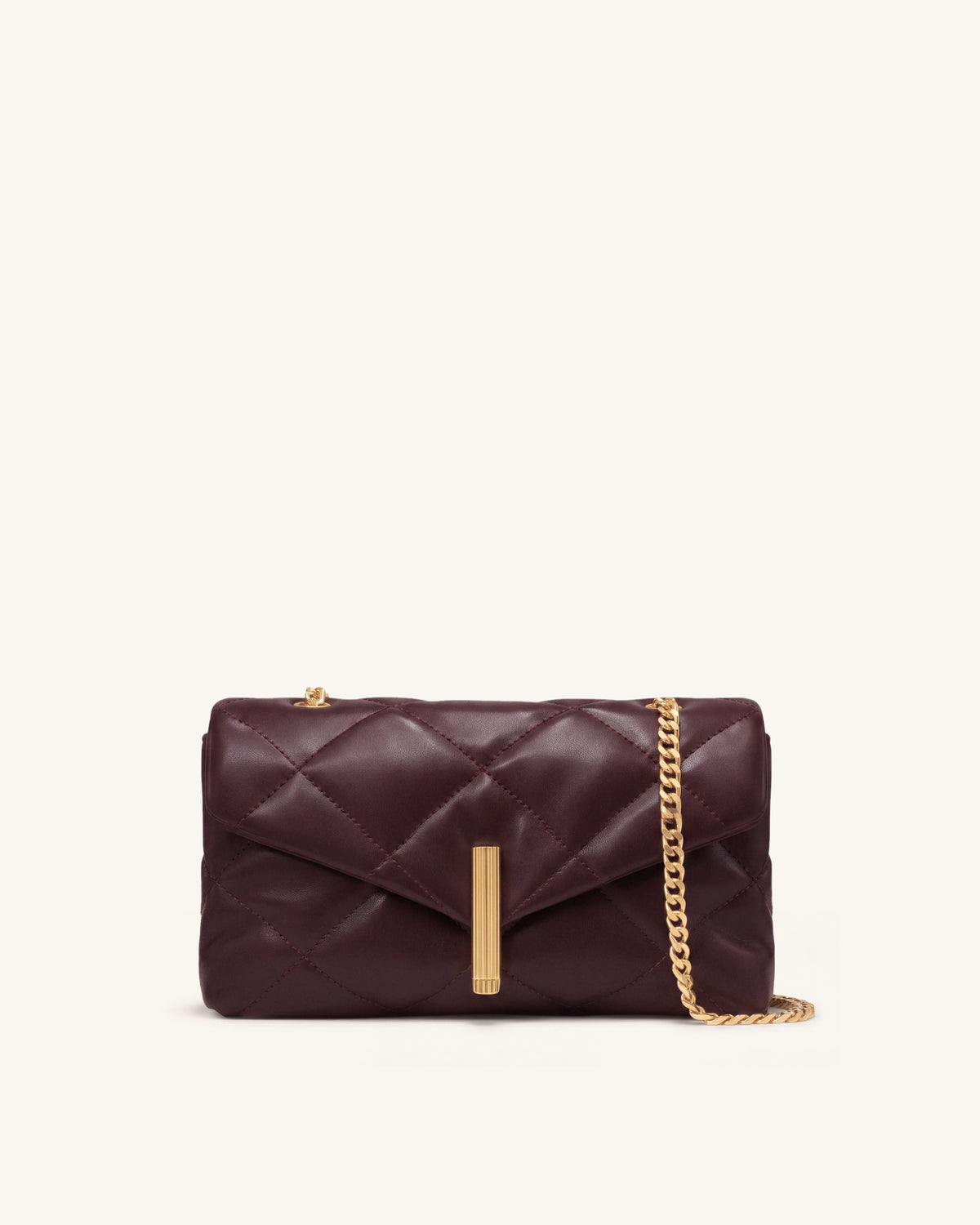Valerie Puffy Bar-Lock Shoulder Bag - Coffee Colored