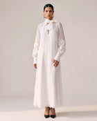 Orchid Embellished Belted Cutout-Shoulder Midi Dress - Off White