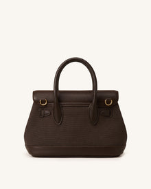 Alina Belted Satchel Bag - Dark Brown Canvas