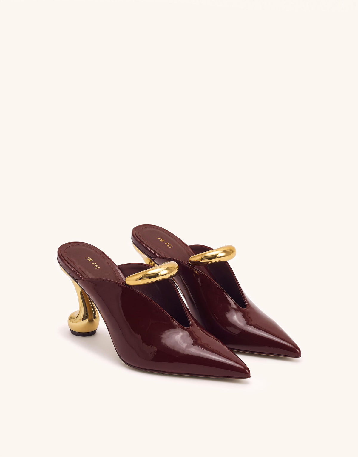 Helena Pierced Pointed-Toe Mules - Burgundy