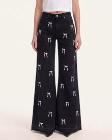 The Rebel Pink Ribbon Split Fray Jeans  - Black