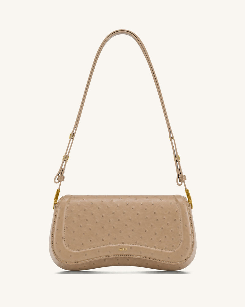 Joy Faux Ostrich Shoulder Bag - Camel Brown