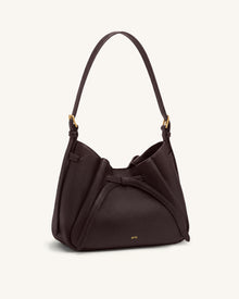 Mabel Soft Bow Shoulder Bag - Dark Brown