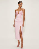 3D Floral Slit Maxi Dress - Blush Pink