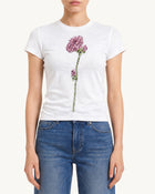 Essential Rhinestone Rose Stretch Slim Tee - Pure White