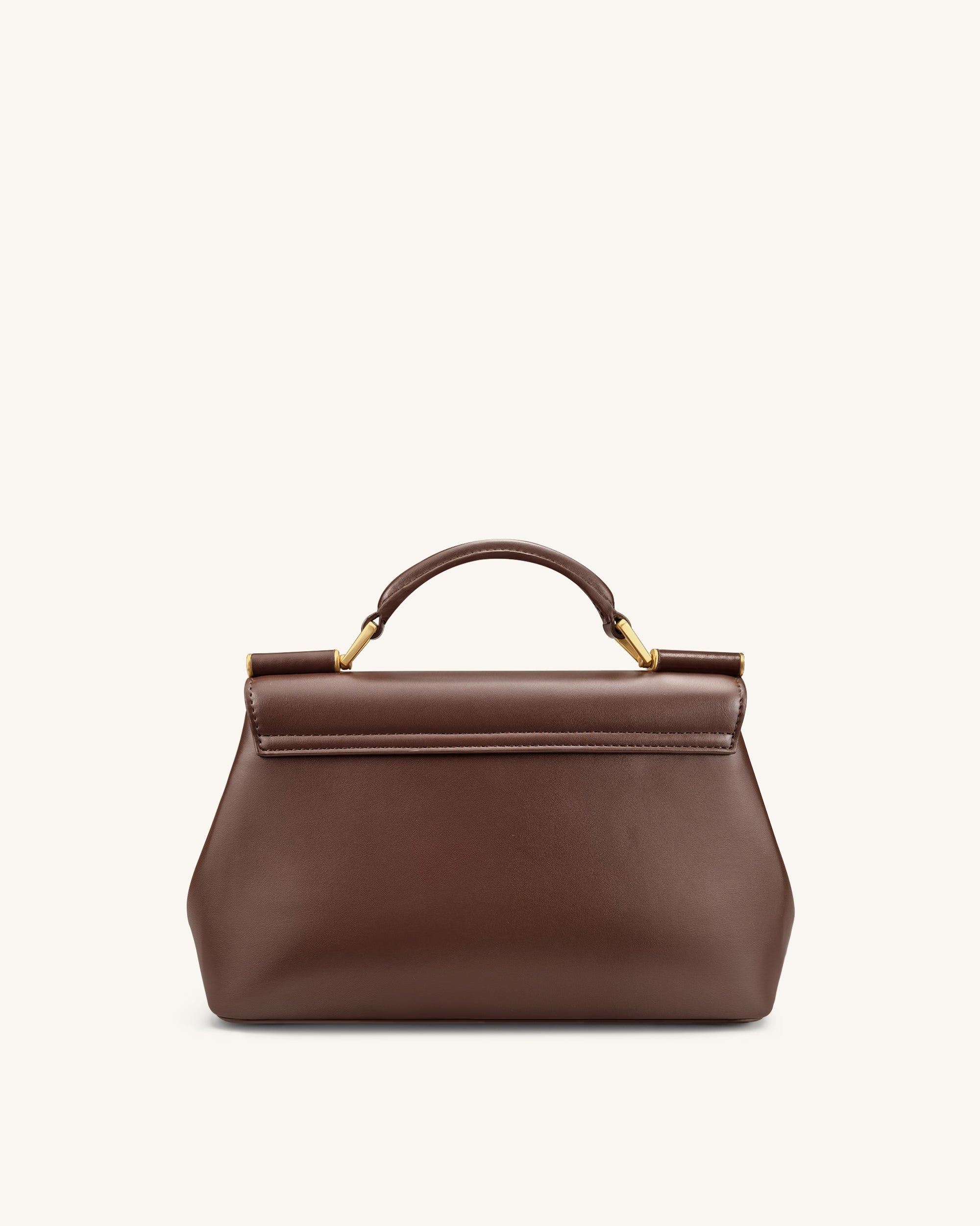 Audrey Flap Lock Top Handle Bag - Brown