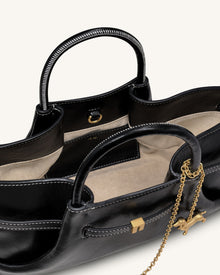 Maeve Dachshund Metal Charm Tote Bag - Black