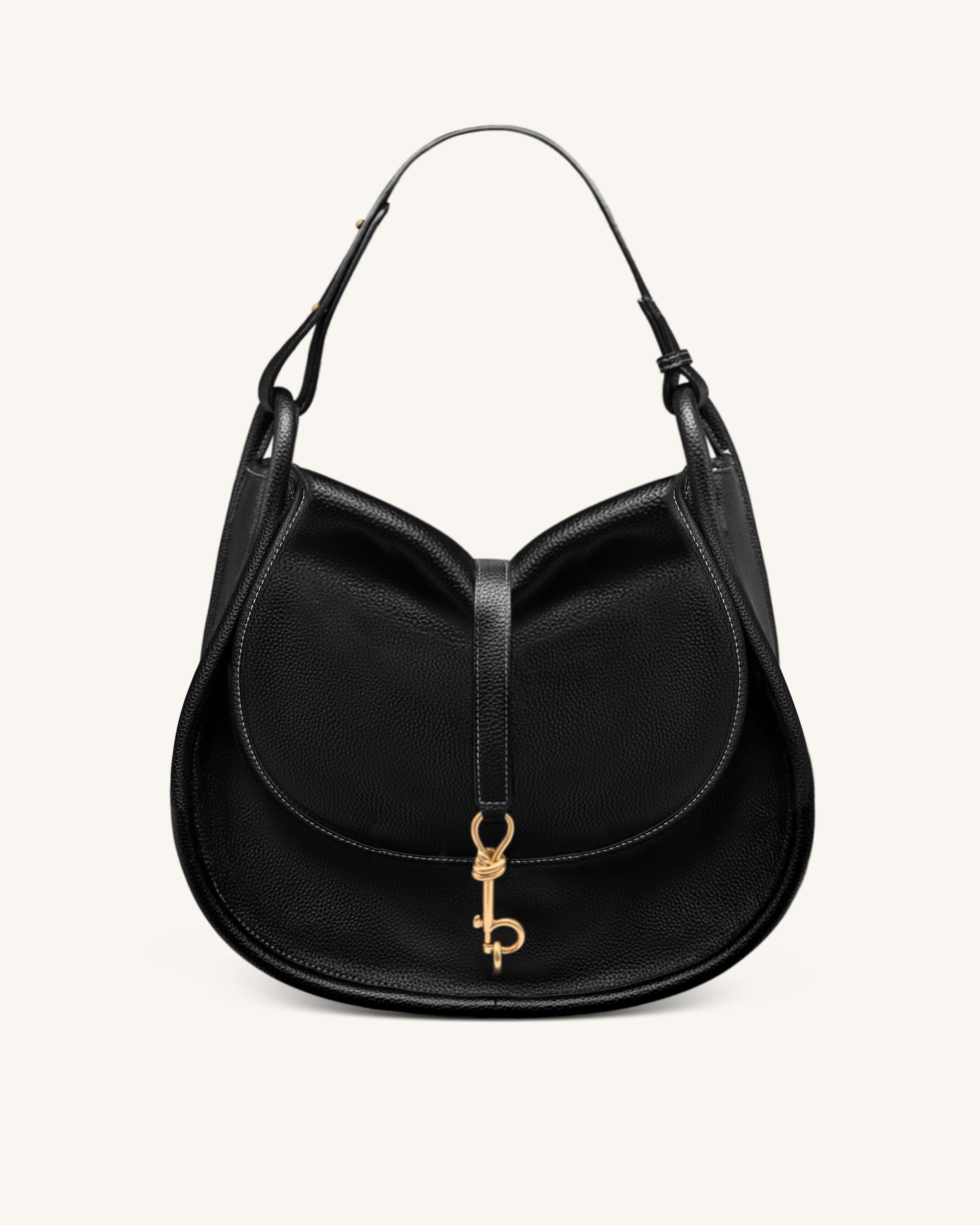 Arla Large Hobo Bag - Black Pebbled