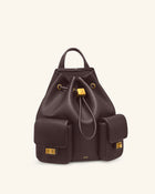 Avery Pebbled Drawstring Utility Backpack – Dark Brown