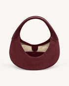 Colette Faux Suede Crescent Hobo Bag - Deep Claret