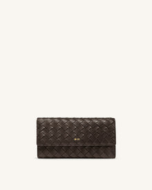 Woven Texture Flap Wallet - Chocolate