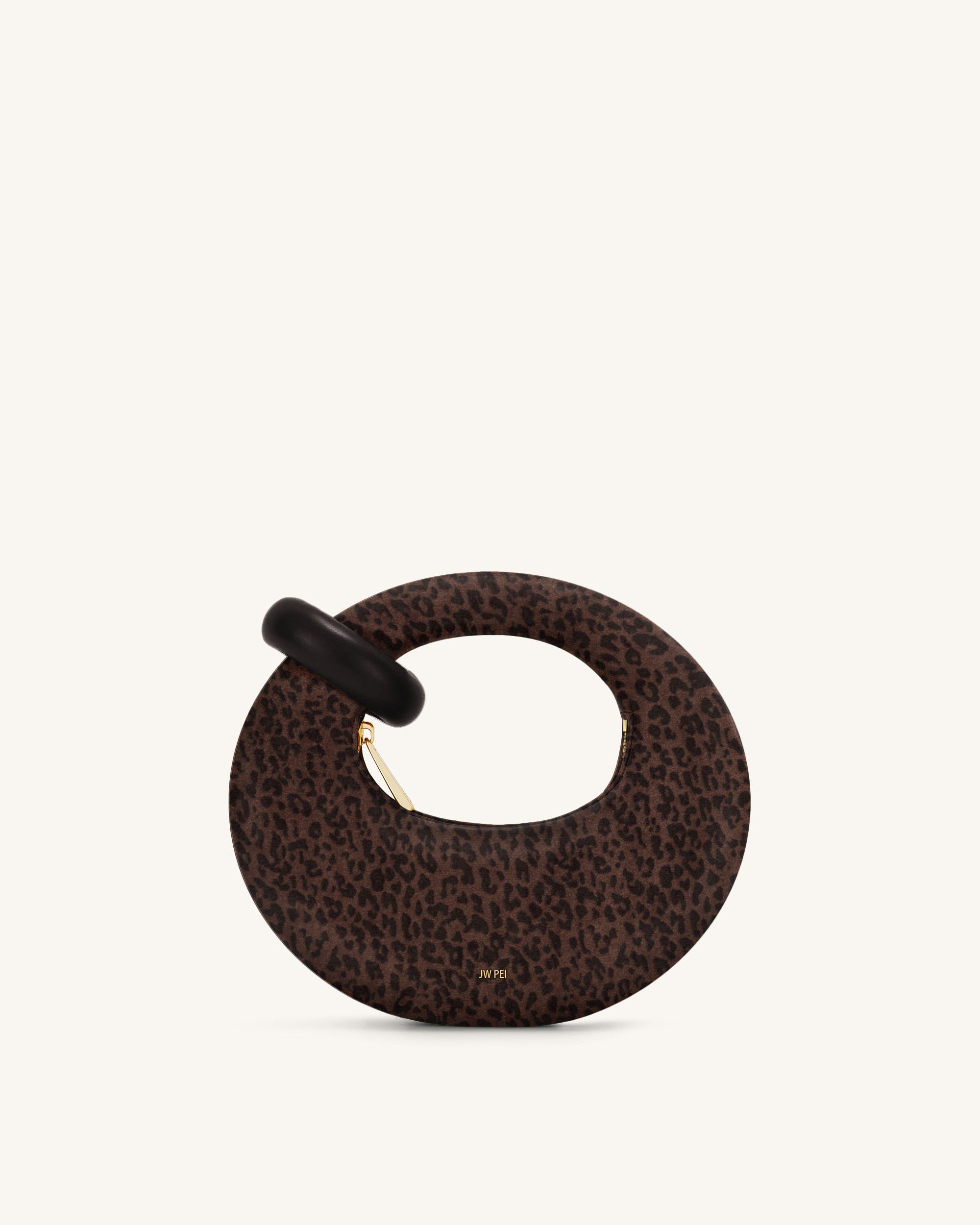 Abacus Faux Suede Leopard Print Mini Top Handle Bag - Dark Brown