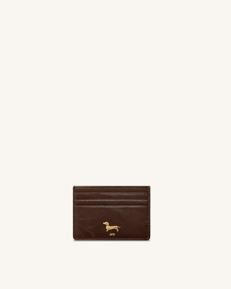 Maeve Dachshund Metal Emblem Card Holder - Chocolate
