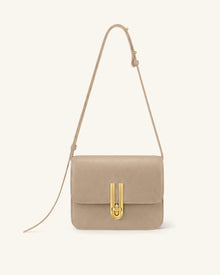 Evania Lock Pebbled Shoulder Bag - Khaki