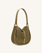 Arla Small Faux Suede Hobo Bag - Olive Green