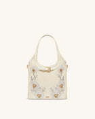 Brooke Mini Belted Embellished Orchid Beaded Top Handle Bag - Ivory