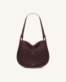 Arla Small Faux Suede Hobo Bag - Chocolate