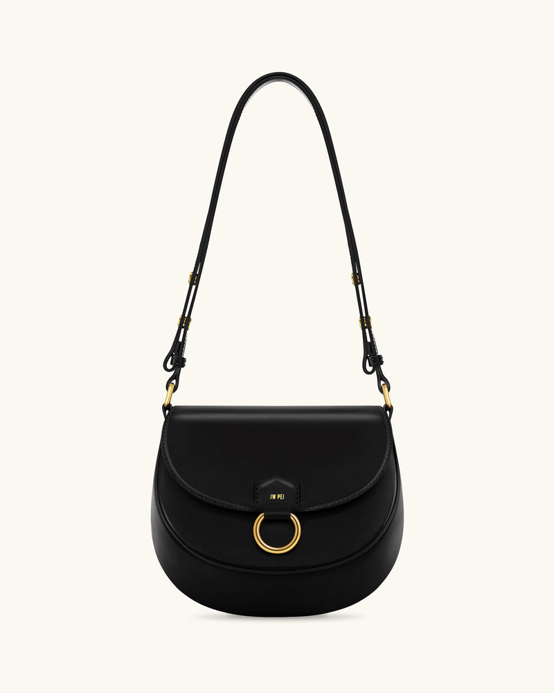 Diana Ring Flap Saddle Bag - Black