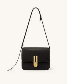 Evania Lock Pebbled Shoulder Bag - Black