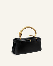 Elena Snake Handle Top Handle Bag - Black