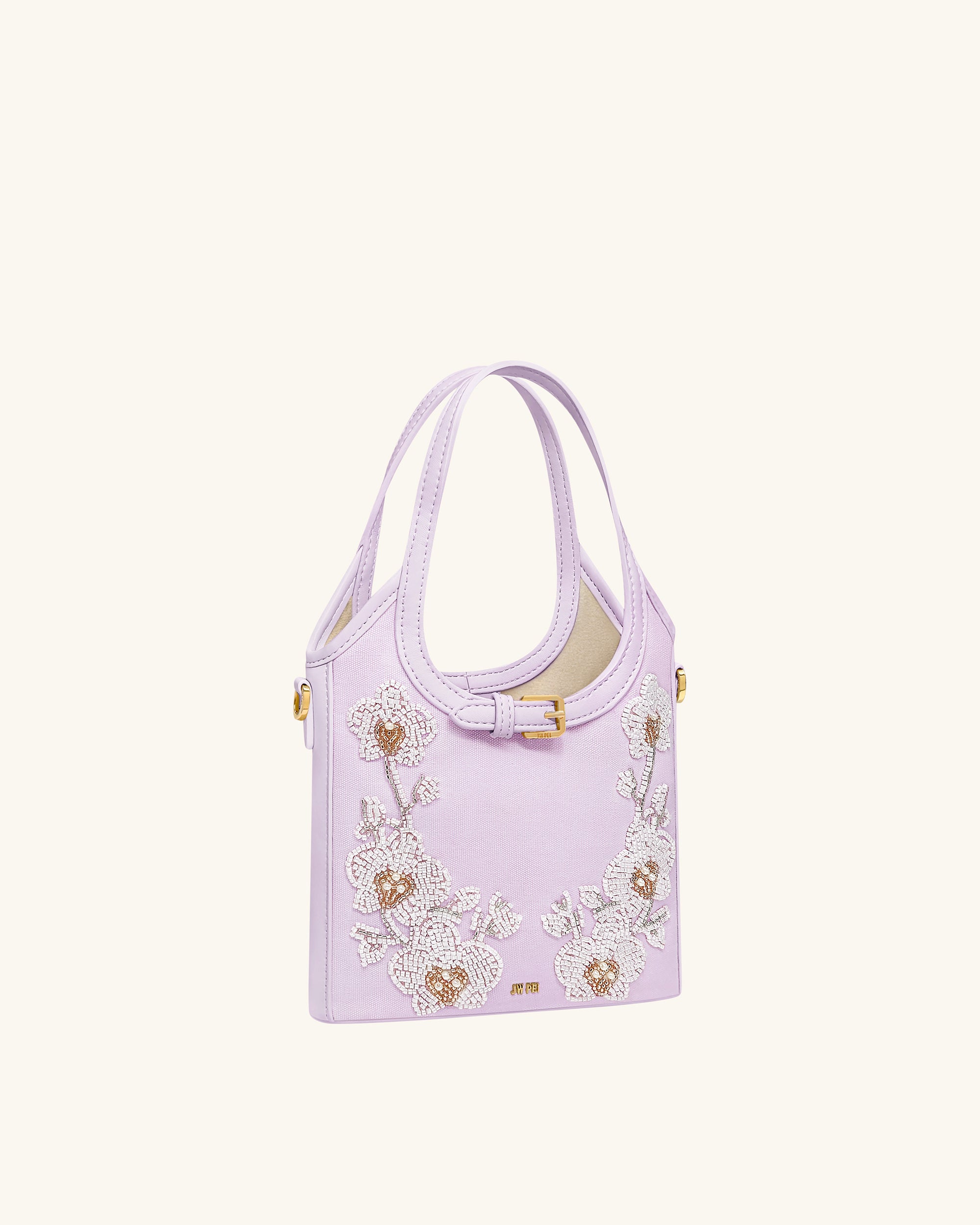Brooke Mini Belted Embellished Orchid Beaded Top Handle Bag - Lavender
