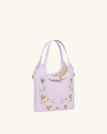 Brooke Mini Belted Embellished Orchid Beaded Top Handle Bag - Lavender