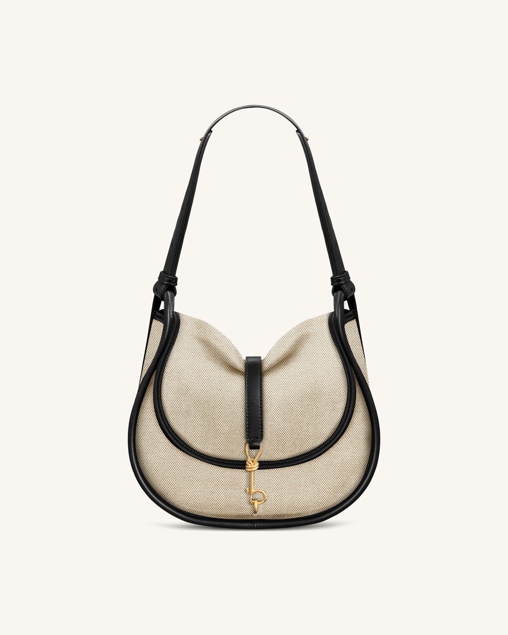 Arla Small Faux Suede Hobo Bag – Black Canvas