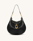 Daria Metal Pendant Embellished Shoulder Bag - Black