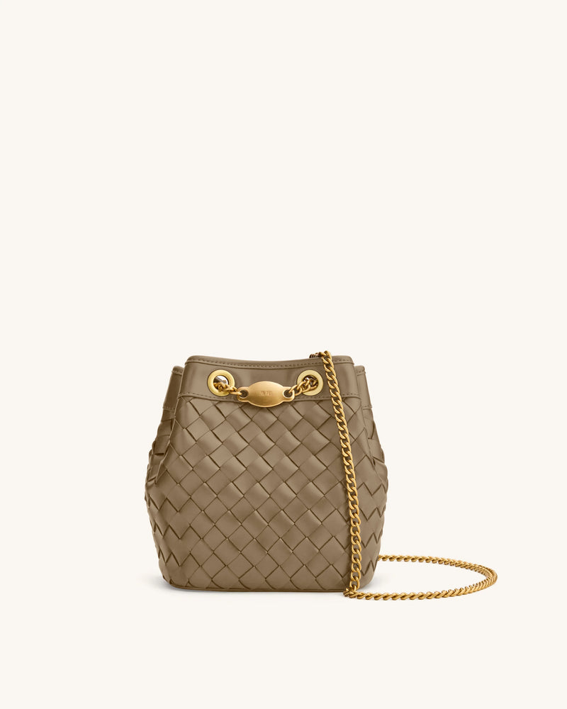 Yara Hand-Woven Bucket Bag - Taupe