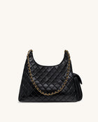 Vivian Quilted Chain Shoulder Bag - Black