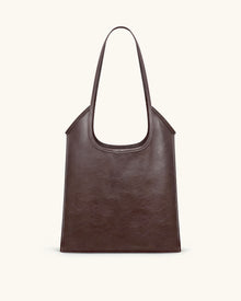Brooke Belted Embellished Shoulder Tote Bag - Dark Brown