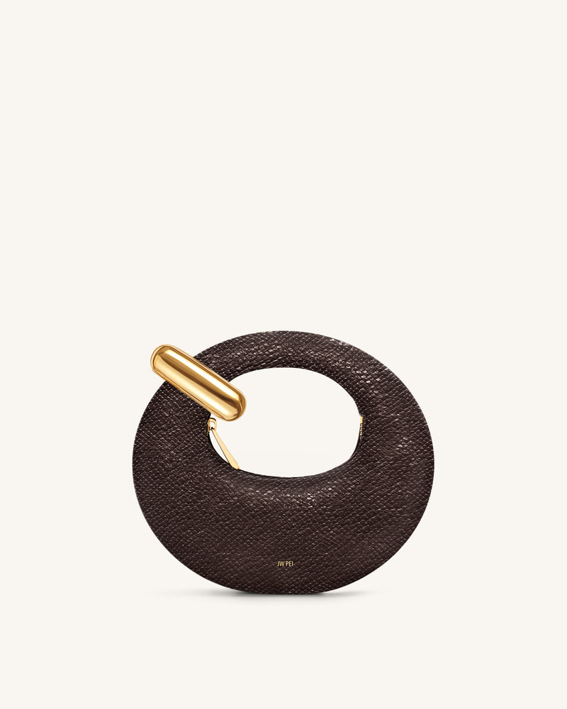 Abacus Faux Snake-Effect Mini Top Handle Bag - Dark Brown