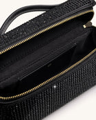 Thea Artificial Crystal Top Handle Bag - Black