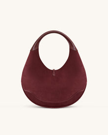 Colette Faux Suede Crescent Hobo Bag - Deep Claret