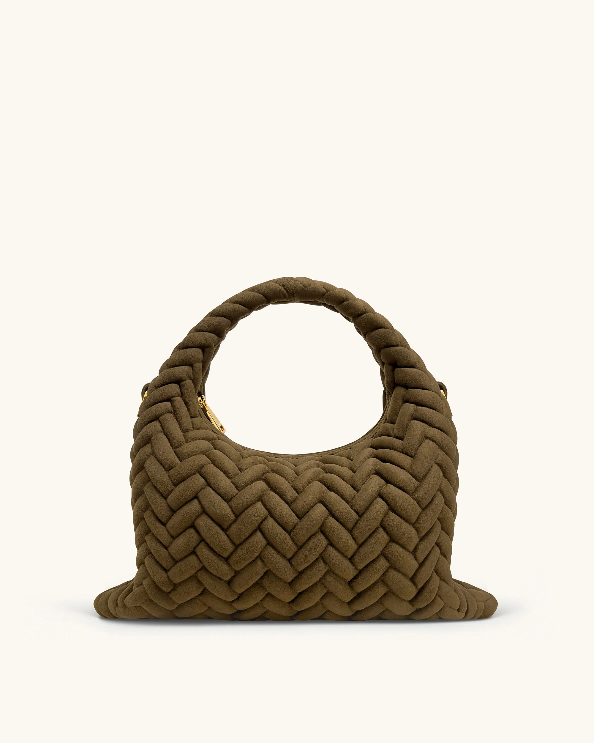 Cora Faux Suede Quilting Handle Bag - Olive Green