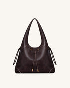 Elara Drawstring Hobo Bag - Dark Brown