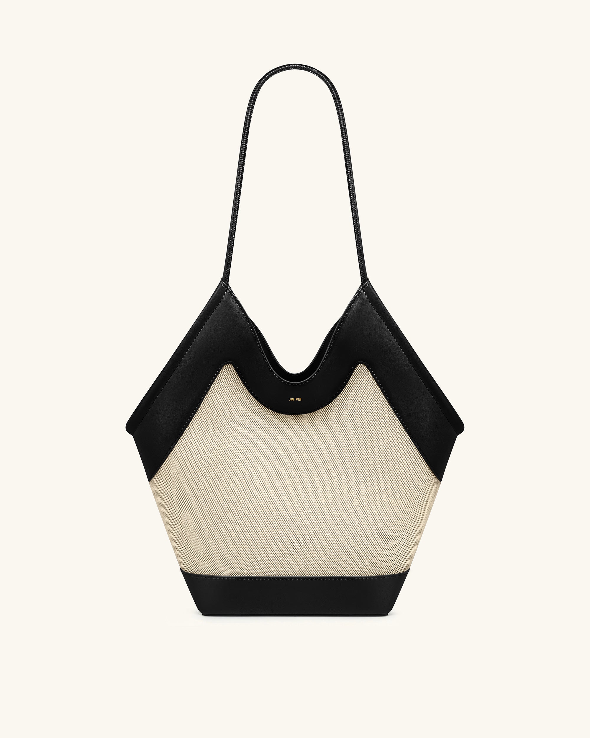 Maribel Panel Tote Bag - Black Canvas