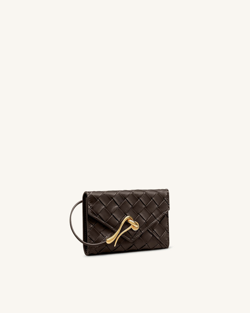 Celeste Woven Textured Envelope Wallet - Chocolate