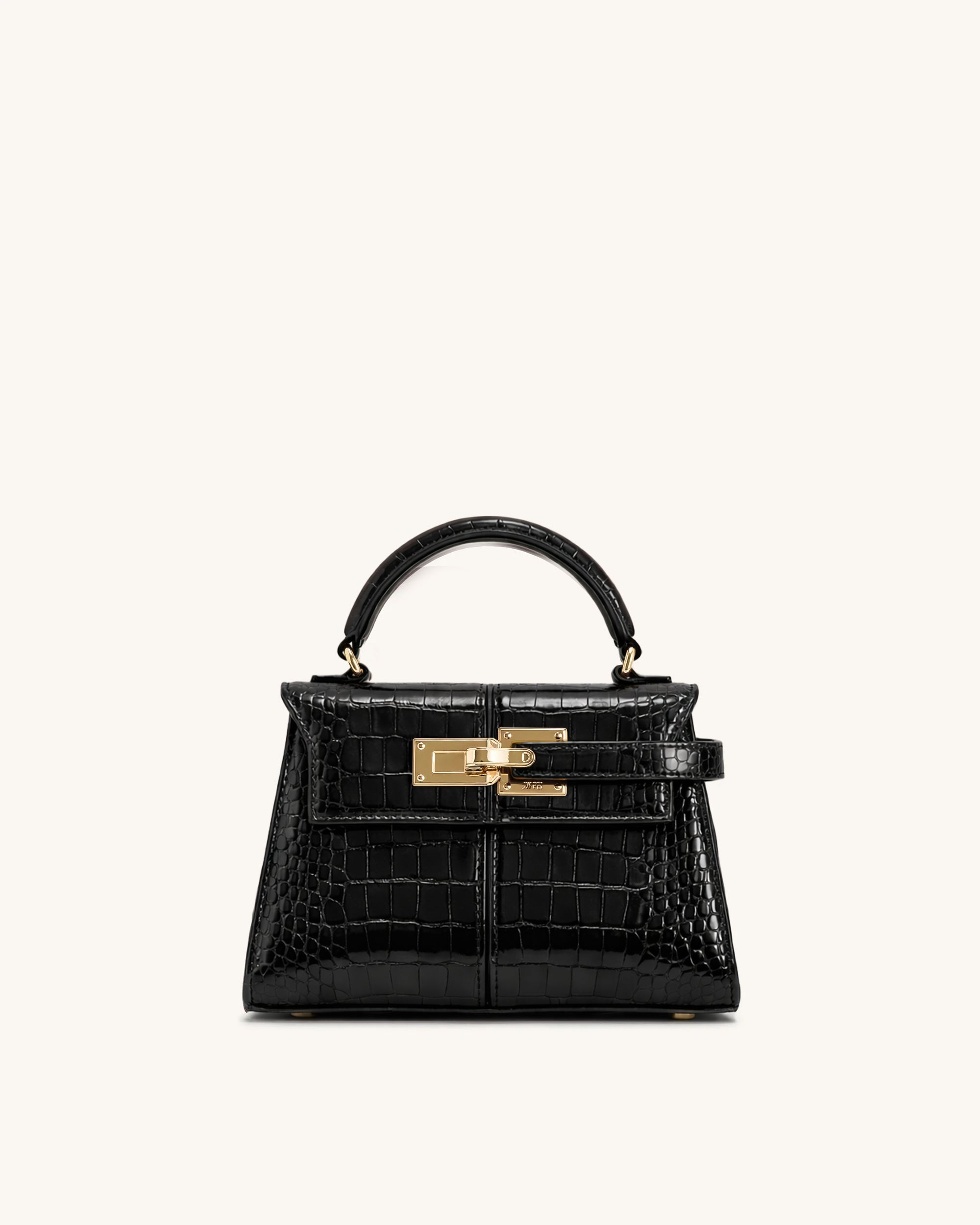 Elise Top Handle Bag - Black Croc