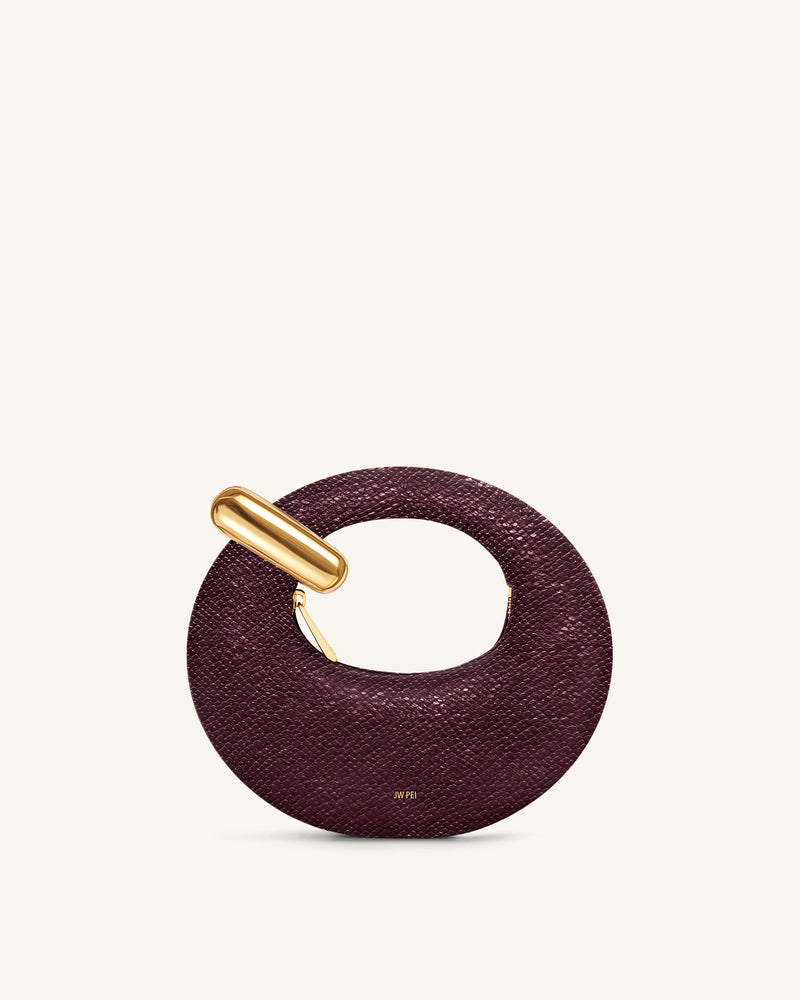 Abacus Faux Snake-Effect Mini Top Handle Bag - Burgundy