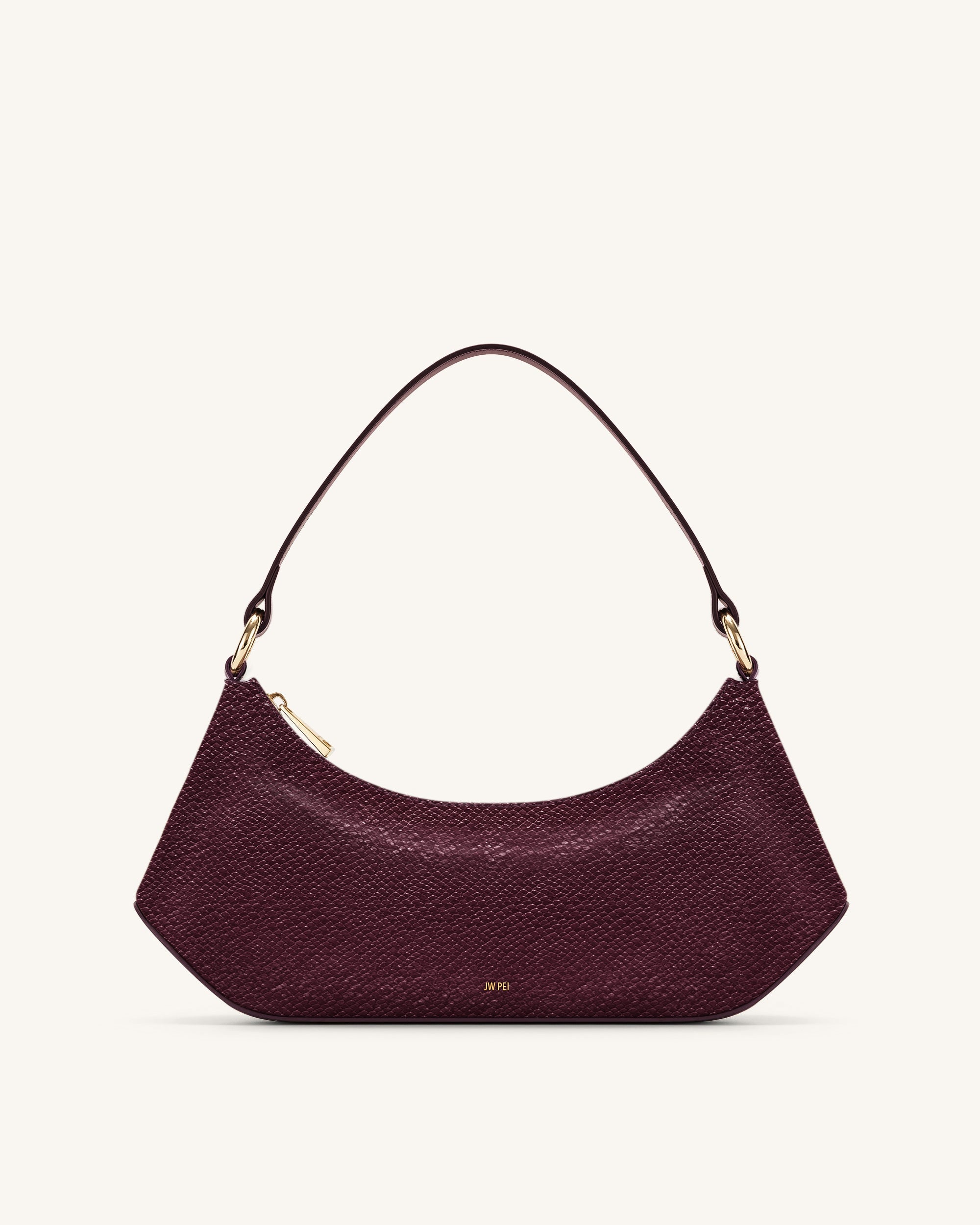 Lily Faux Snake-Effect Shoulder Bag - Burgundy